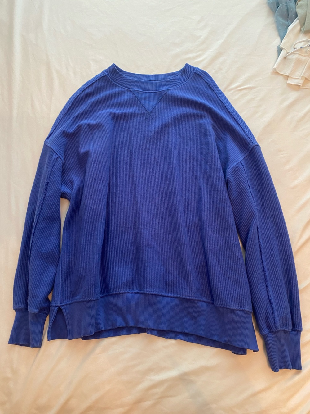 Aerie Cozy Royal Blue Waffle Knit Pullover